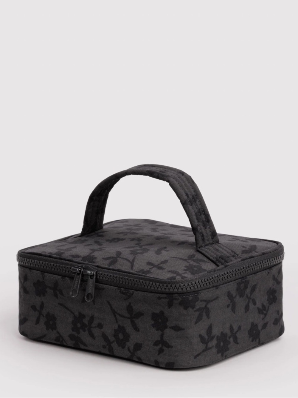 BAGGU Small Cosmetic Case In Charcoal Ditsy Floral
